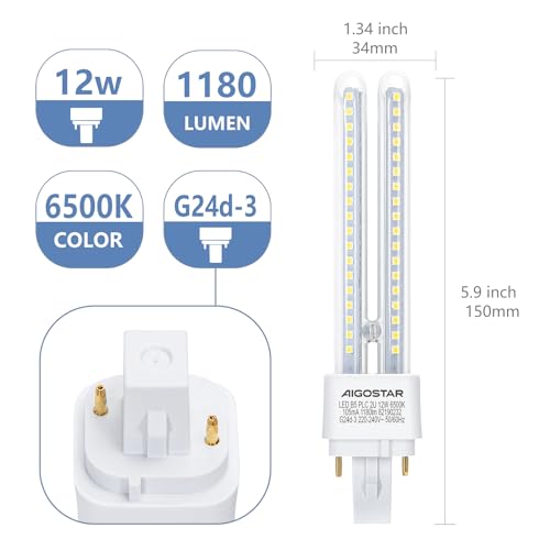 Detalle 2 de Aigostar Pack 5 Bombillas PLC 12 W 6500K