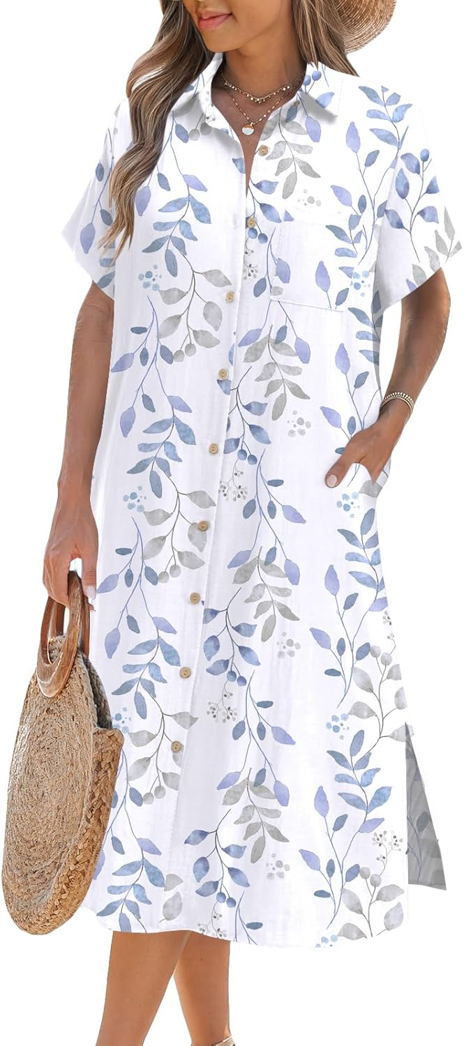 Thumbnail 5 de Zeagoo Women’s Summer Button-Down Shirt Dress Cover-Up (with Pockets)