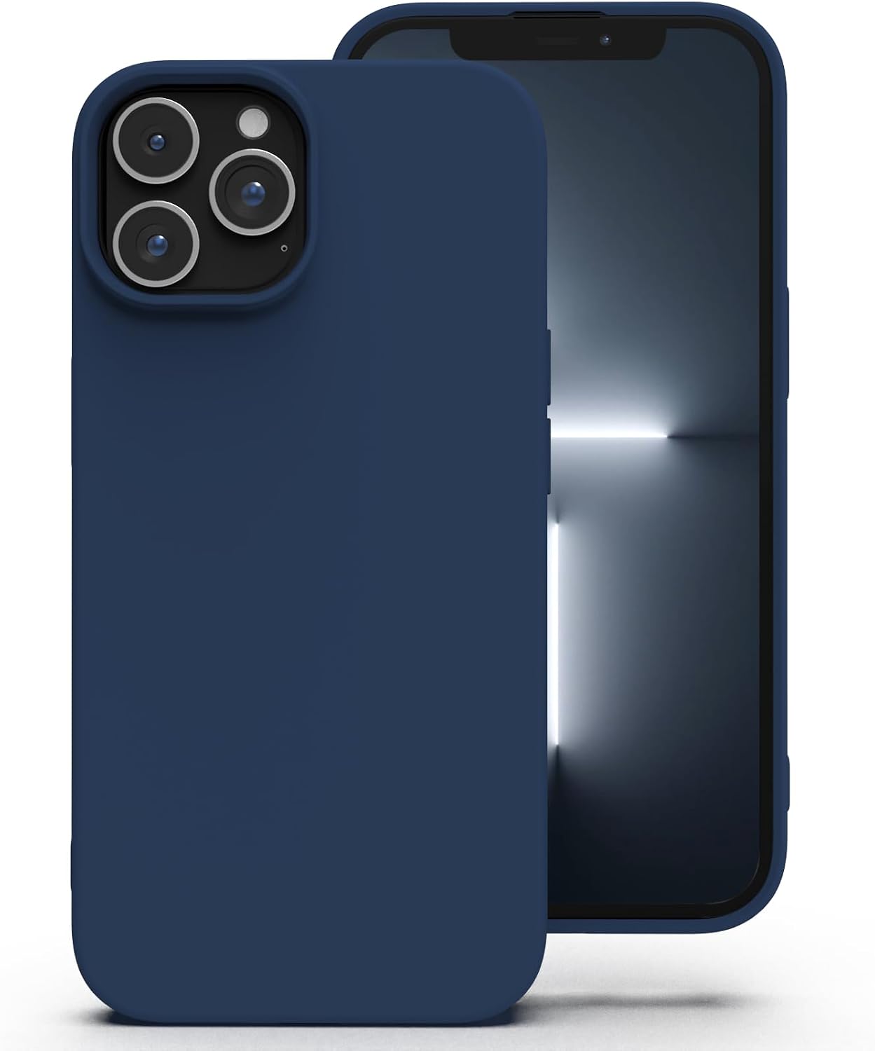 Detalle de Zuvirelx Silikon-Handyhülle für iPhone 13 Pro – Dunkelblau, dünn, rutschfest und stoßfest