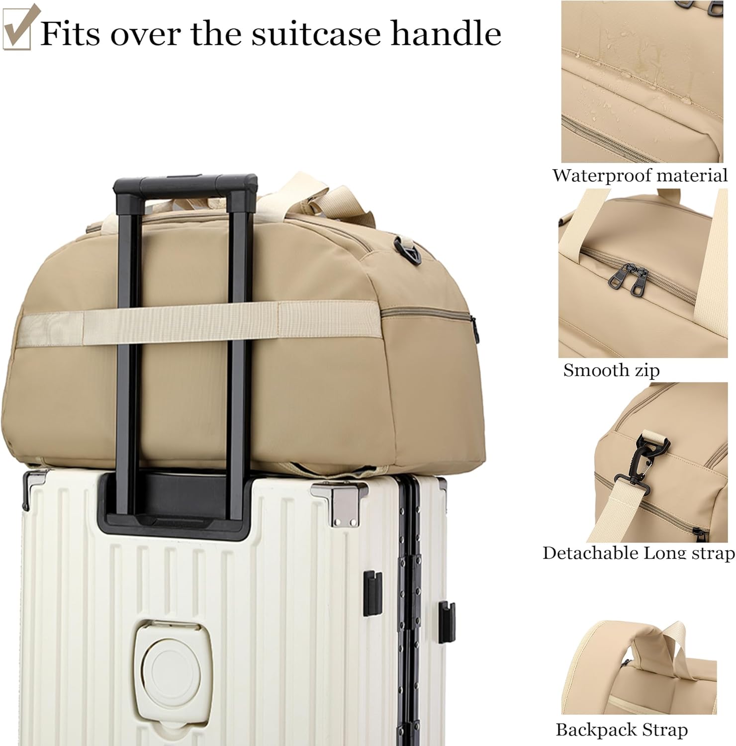 Detalle de Suweir 32L Sporttasche – Vielseitige 3-in-1 Reisetasche mit Schuhfach, Nassfach und wasserdichtem Material