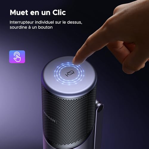 Detalle de UGREEN Micro Gaming Microphone USB à Condensateur 96KHz/24bit — clair, rapide et avec ambiance RGB