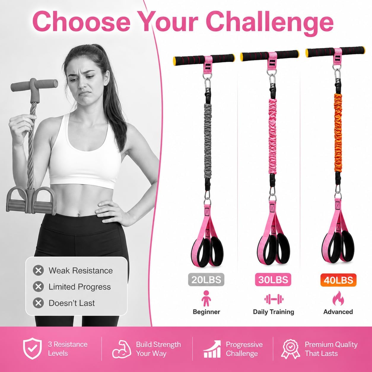 Thumbnail 6 de 2026 Upgraded Pedal Resistance Bands with Handles – 3-Level Full Body Workout Set for Women