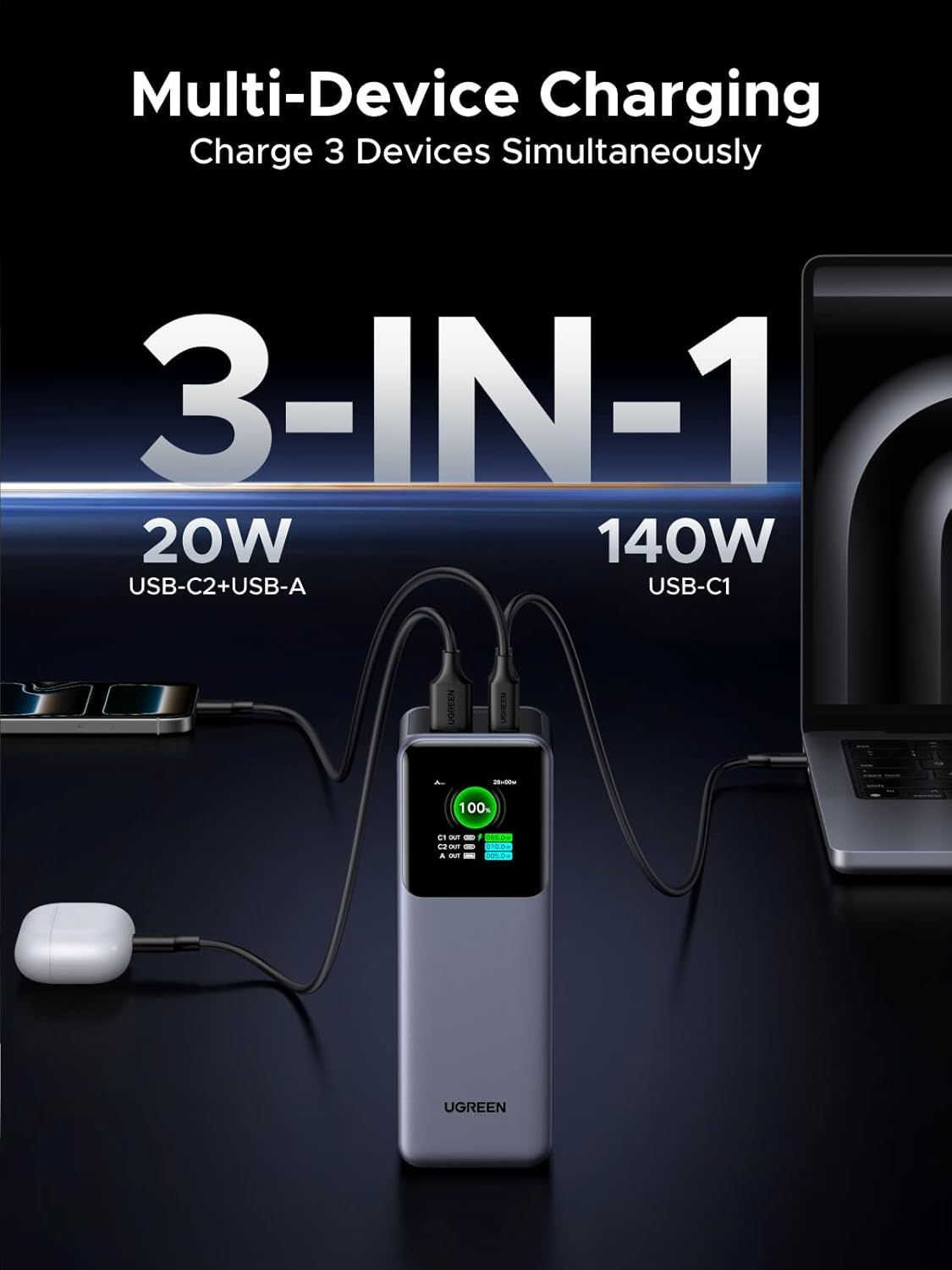 Thumbnail 5 de UGREEN Nexode Power Bank 20000mAh 145W ⚡ Carga Rápida y Inalámbrica