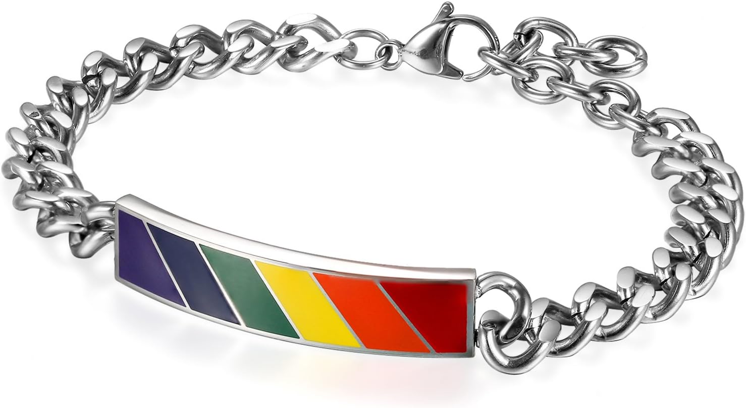 Detalle 2 de Flongo Partner Armband 20 cm verstellbar Edelstahl Regenbogen