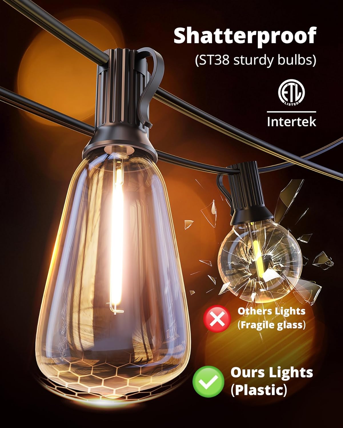 Detalle de VIPAR Outdoor String Lights, 100 ft