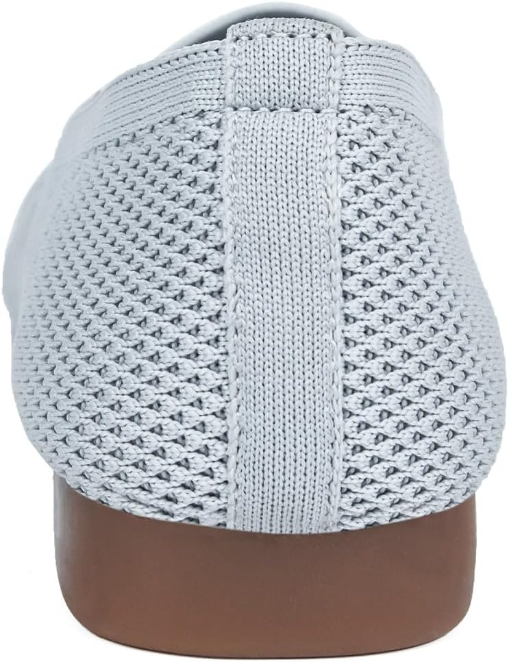 Detalle de Puxowe Damen Ballerina Slip-On Strick – Bequeme flache Schuhe mit runder Zehe