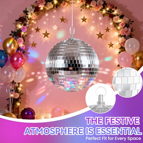 Detalle de Youdepot 20 cm Disco Ball 2 Pack – Silver Hanging Mirror Balls for Weddings, Parties and Home Décor