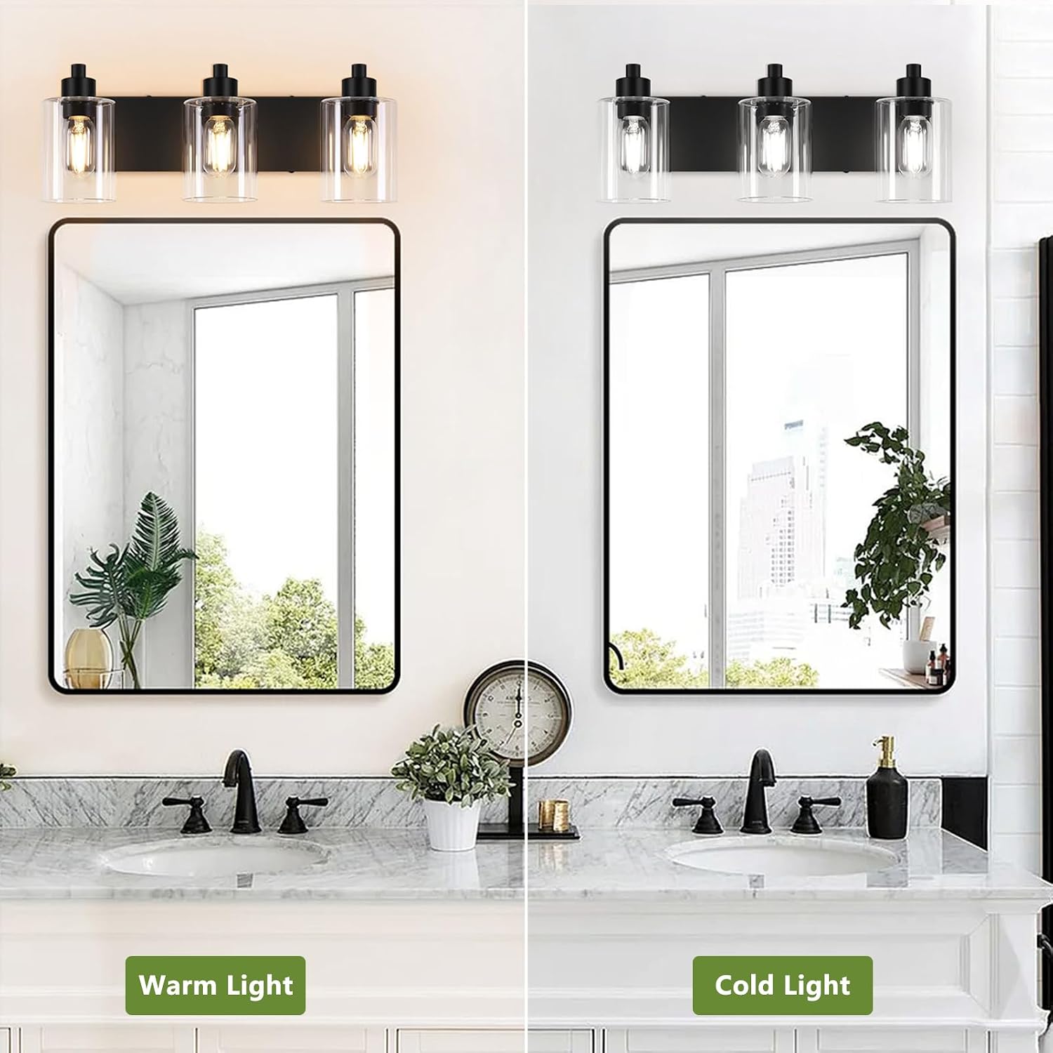 Thumbnail 3 de Dpyrrhic JD-12 3-Light Vanity Fixture, Matte Black with Clear Glass Shades