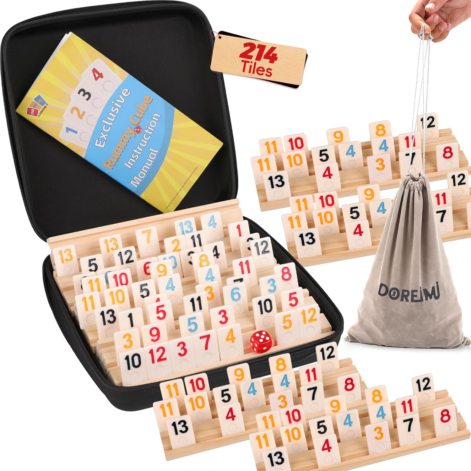 Detalle de Doreimi Upgraded Rummy Cube Game Set 214 tiles 🎲