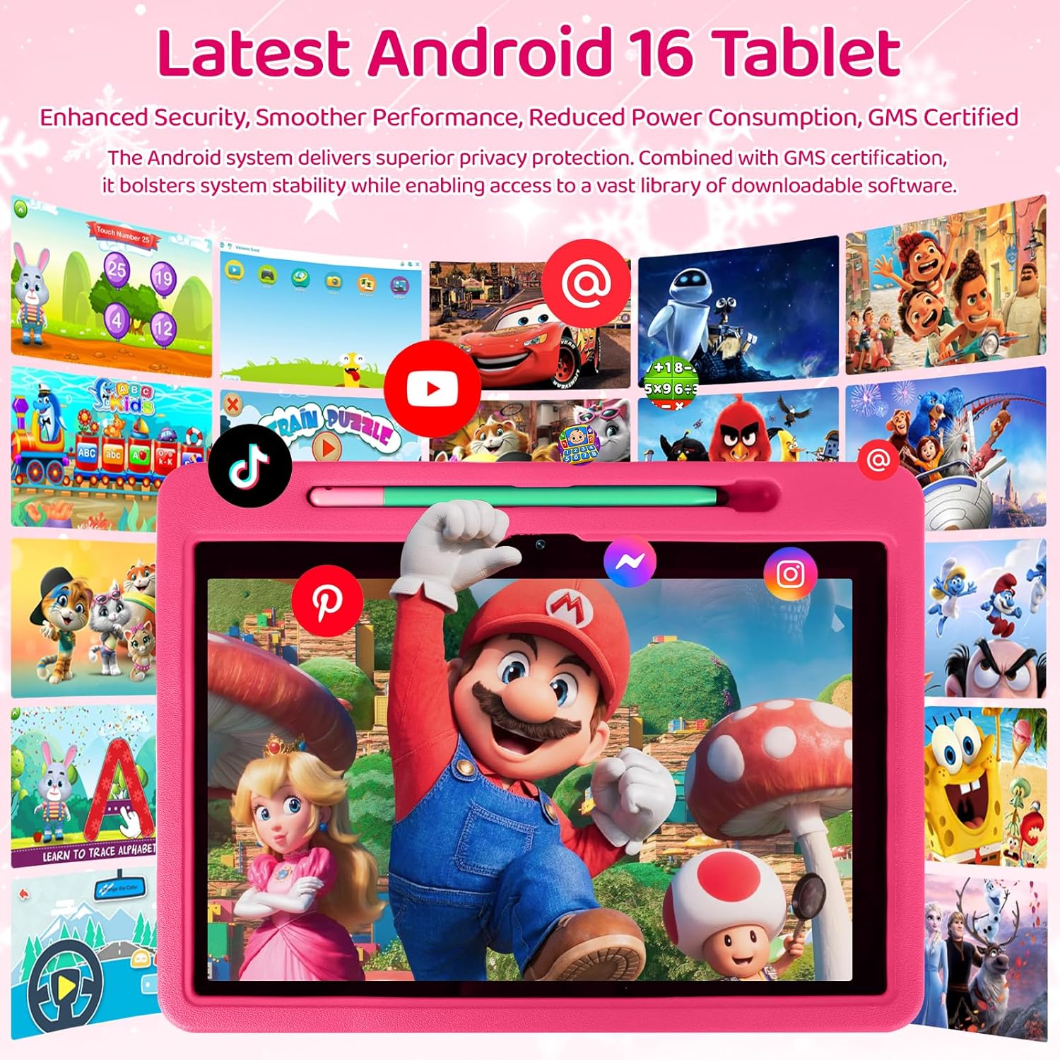 Thumbnail 2 de Laptok Tablet Bambini 10'' con Controlli Parentali e Custodia Rosa – Android 16, 20GB RAM, ESPANDE fino a 1TB