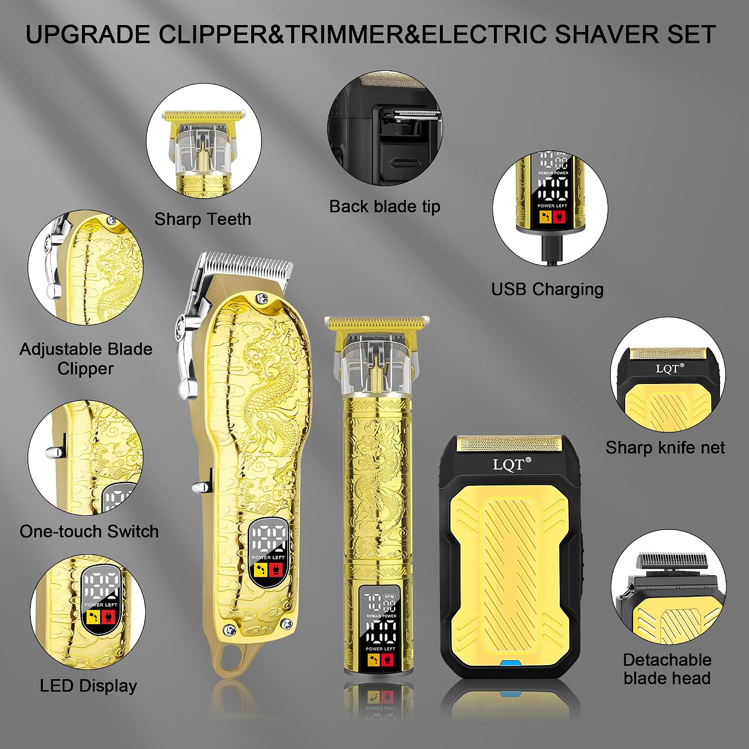 Thumbnail 2 de LQT LQT300j Cordless Hair Clippers and Trimmer Set with LED Display