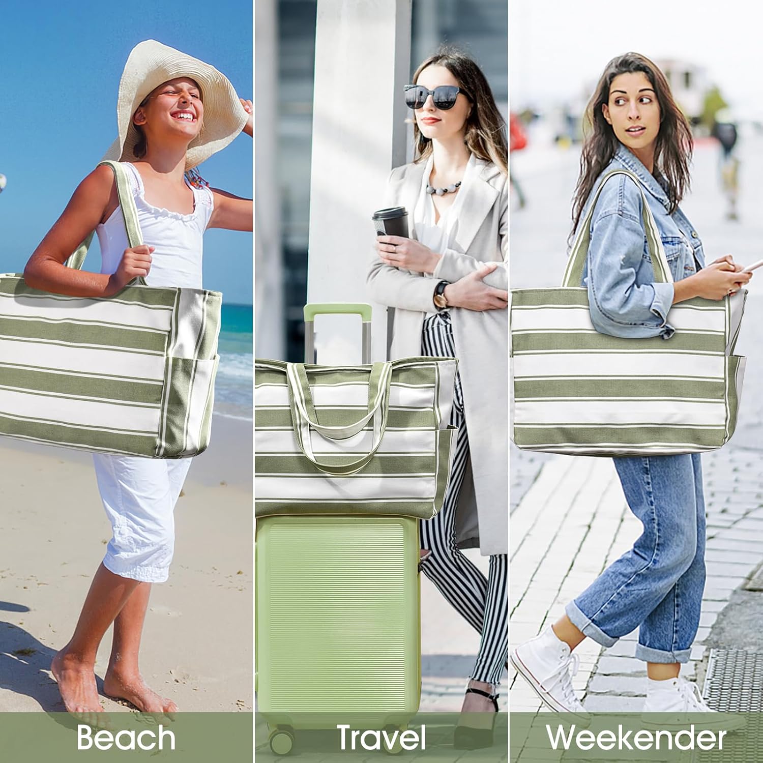Thumbnail 6 de oscaurt Strandtasche XXL Familie Damen Umhängetasche Tote Bag Badetasche - Wasserdicht mit Nasstasche, 30 L