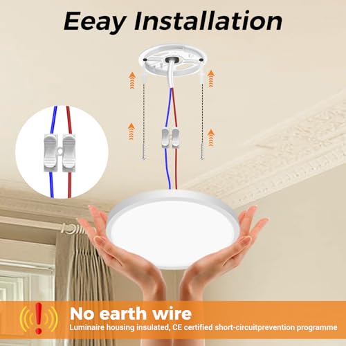 Thumbnail 7 de slochi Plafonnier LED 15W 1500LM – 3 températures de couleur (3000K/4000K/6500K) – IP44 Étanché pour Salle de Bain, Cuisine, Couloir