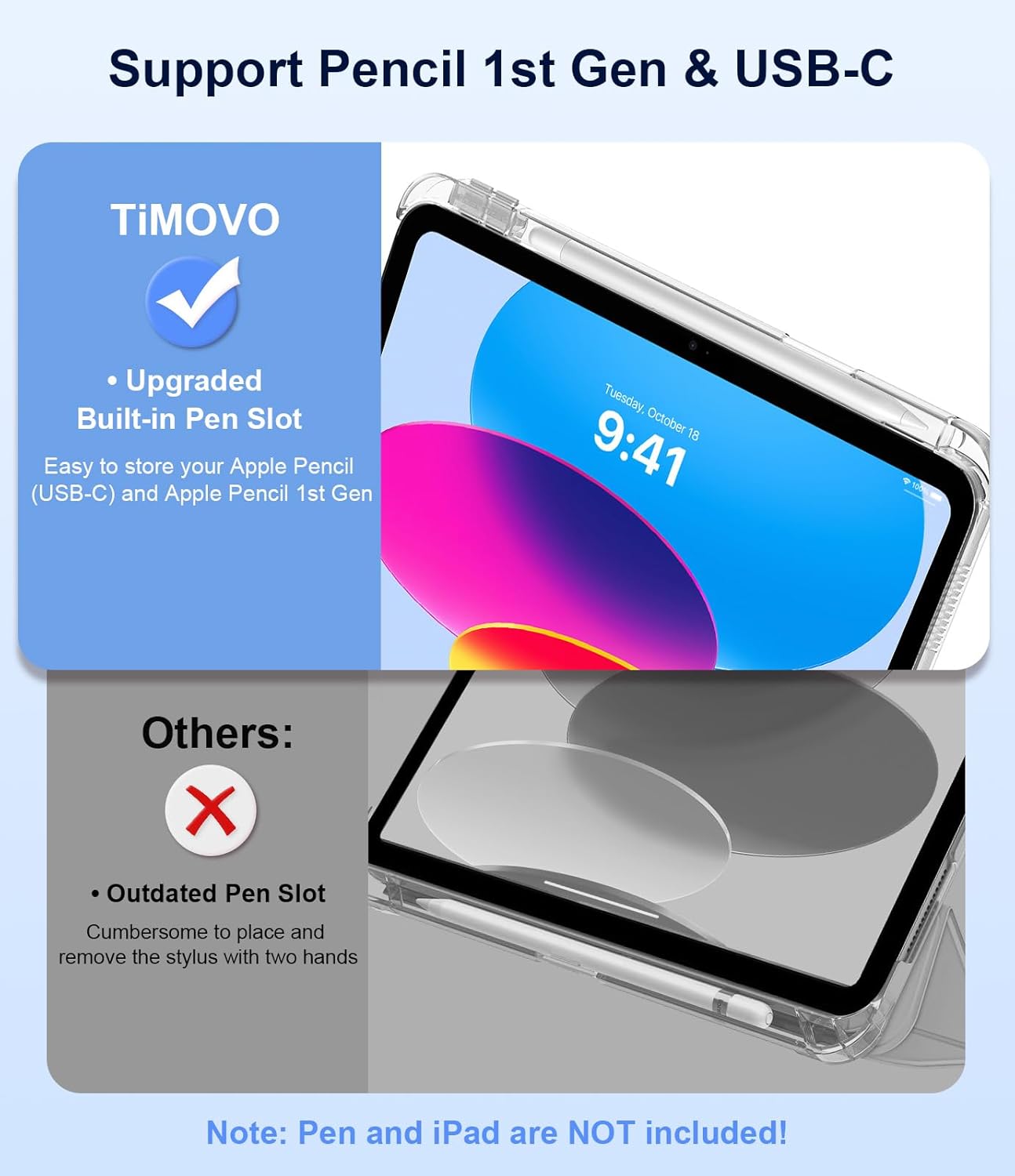 Thumbnail 2 de TiMOVO Protective Case for iPad A16 (11th Gen, 2025) & iPad 10th Gen (10.9-inch) with Pencil Holder, Apricot Gray