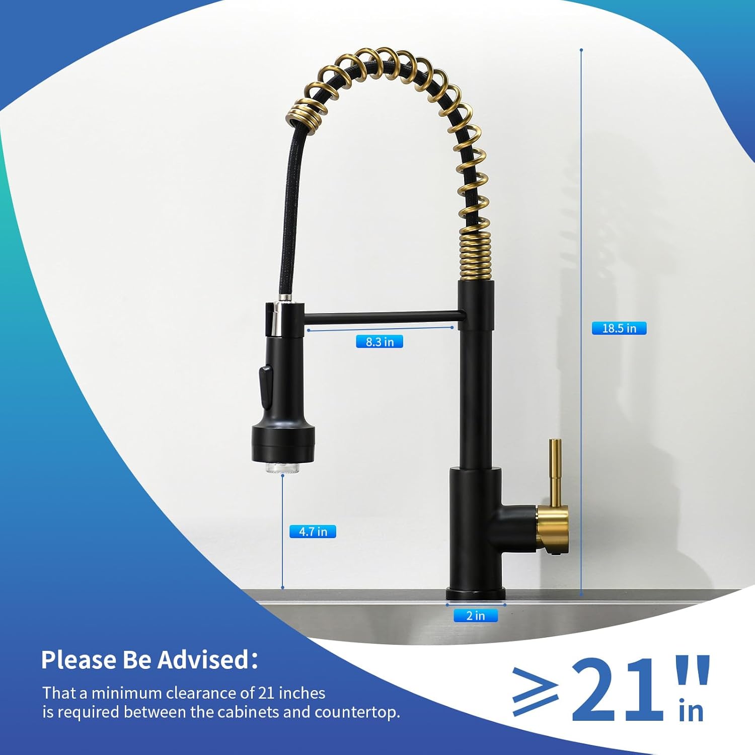 Detalle 2 de GIMILI Single-Hole Kitchen Faucet with Pull-Down Spray 🚰