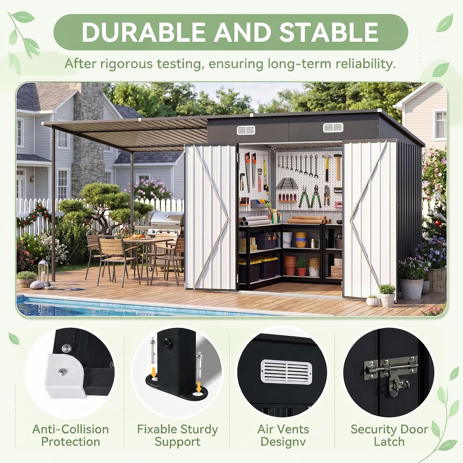 Detalle 2 de Breezestival Shed and Gazebo Combo 14x6FT