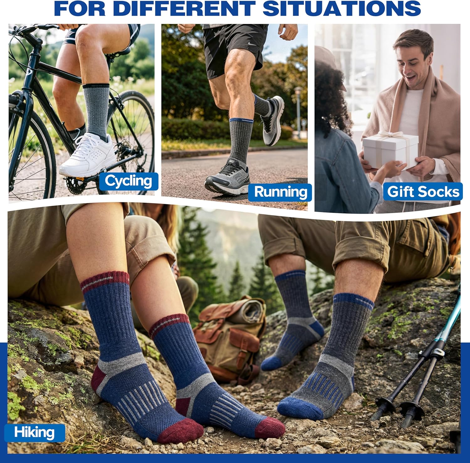 Thumbnail 1 de Merino Wool Hiking Socks 5 Pairs