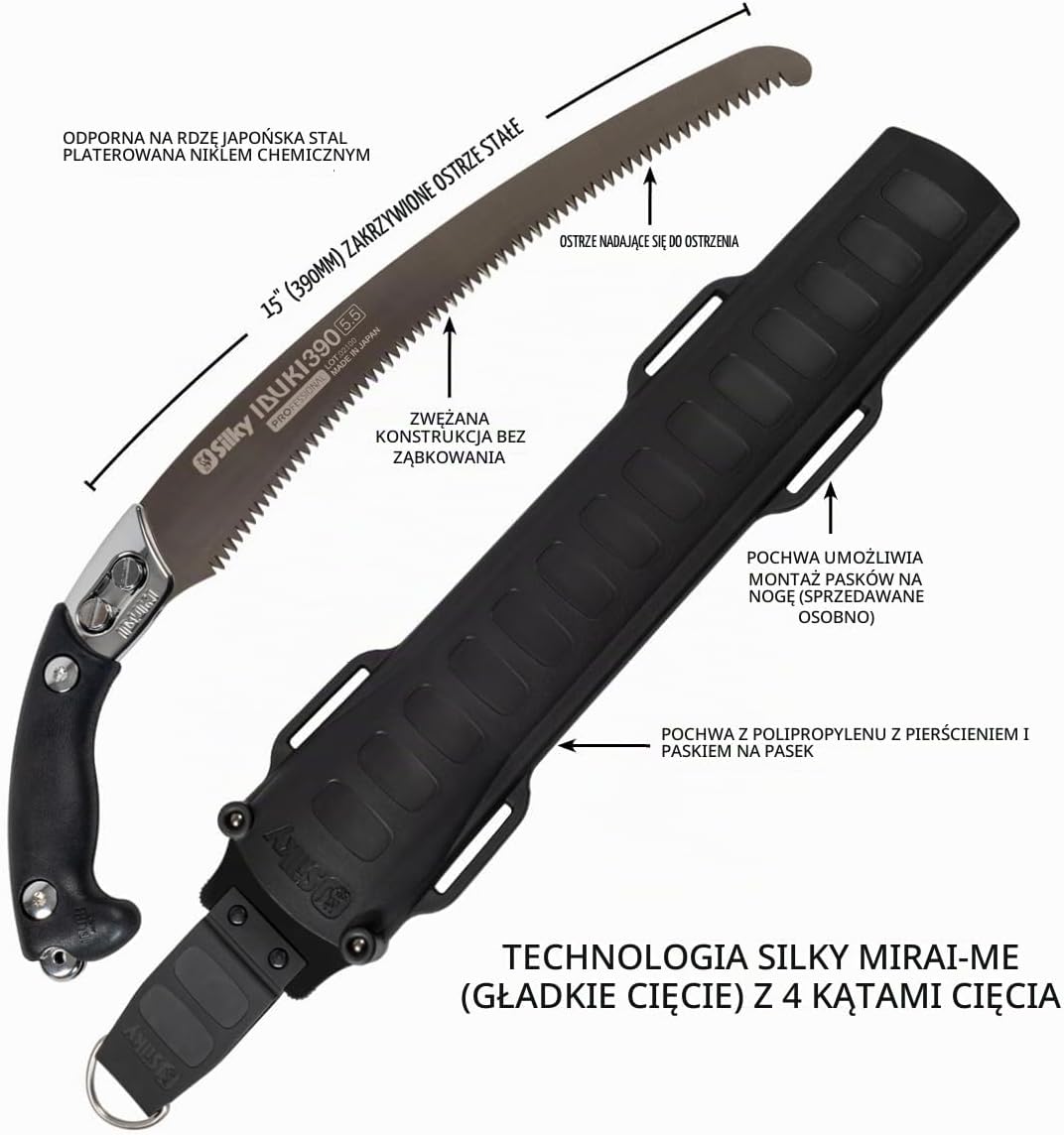 Detalle de Silky IBUKI 275-39 – piła ręczna z zakrzywionym ostrzem 390 mm