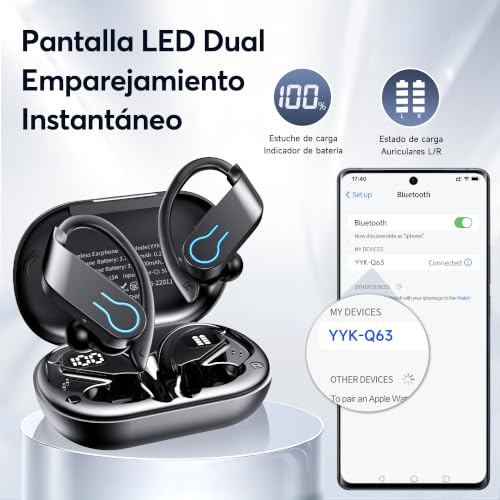 Thumbnail 7 de Auriculares Inalámbricos Bluetooth Deportivos VNMN con Gancho, IPX7 y 120H de autonomía