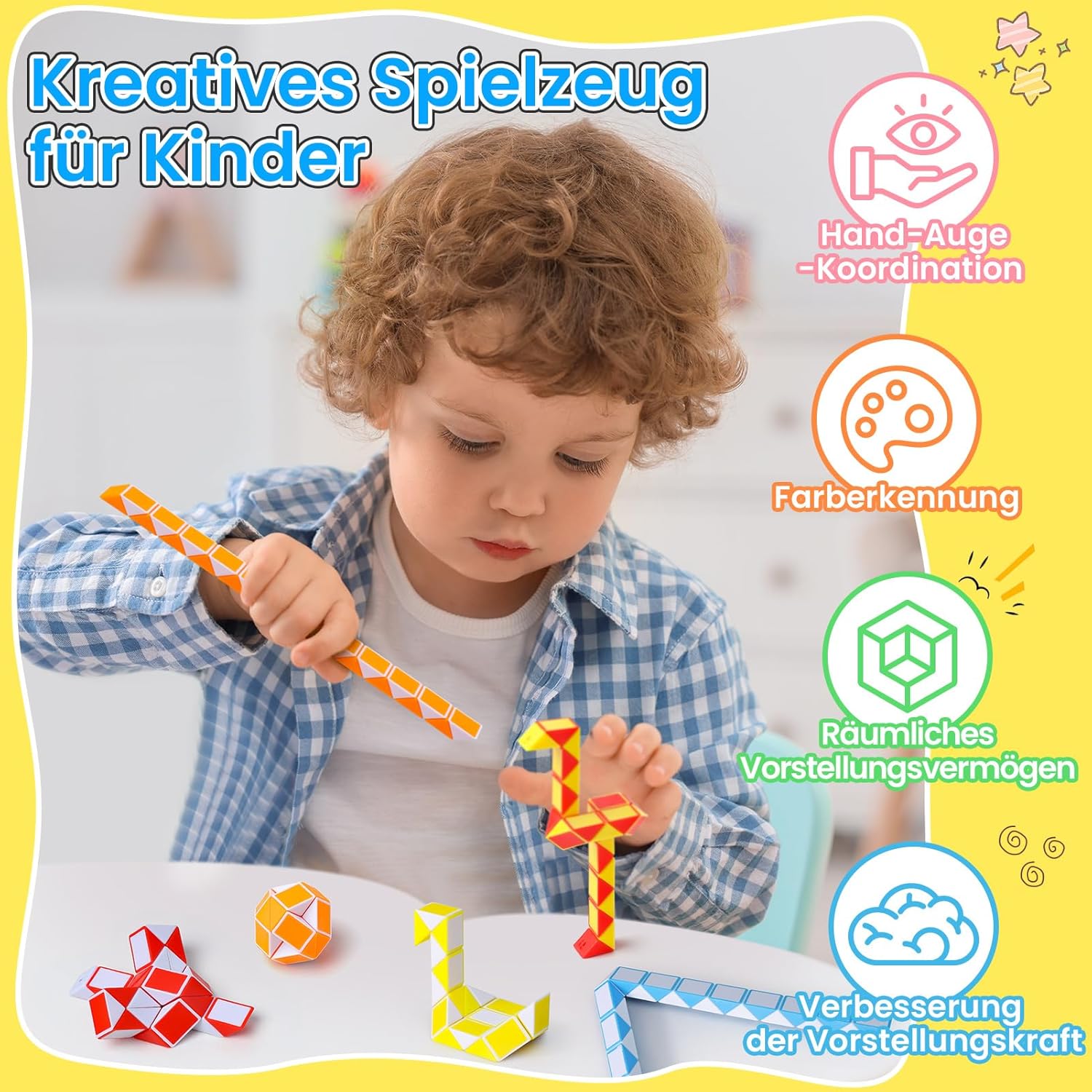 Thumbnail 2 de ECHOCUBE Magischer Schlangenwürfel (10er Pack) – Dreh-Puzzle für Kinder ab 3 Jahren