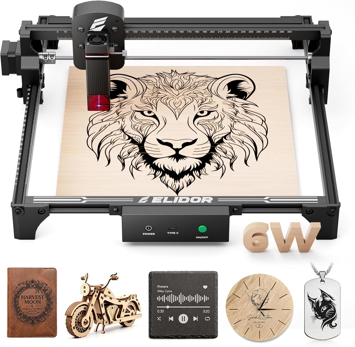 Detalle de ELIDOR Z6-6W Laser Engraver and Cutter, 300 × 300 mm Area, 0.01 mm Precision
