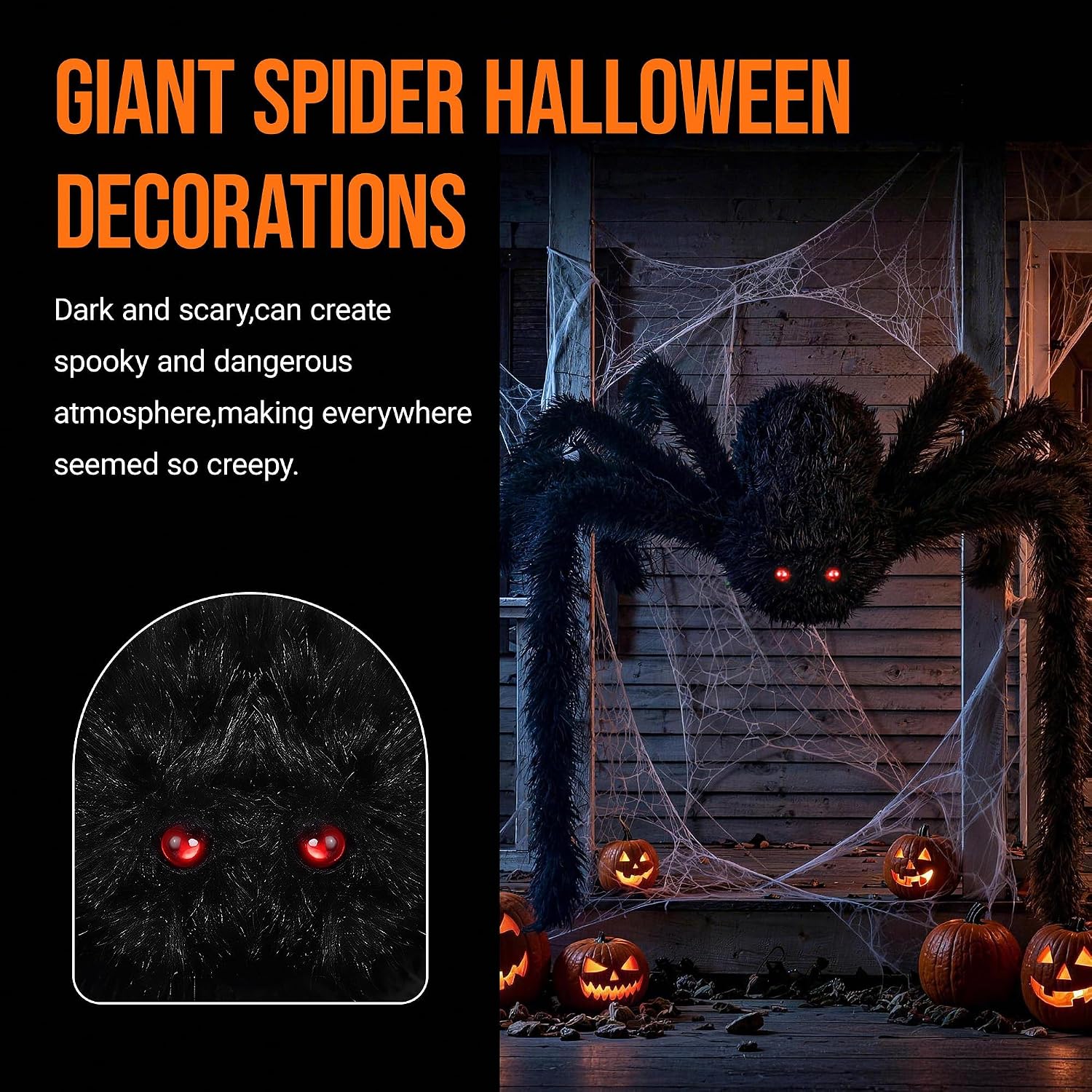 Detalle 2 de Nirohee 5MZZ000410 Halloween Spider Decorations, 6-Pack with Bendable Legs