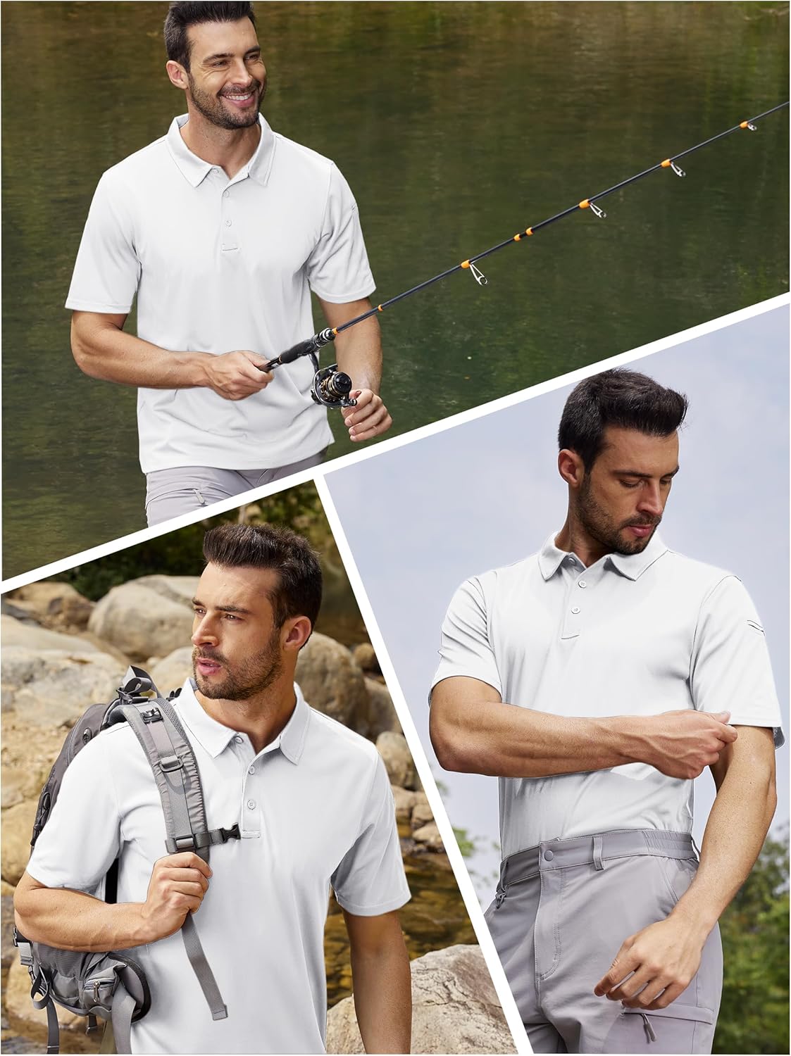 Detalle 2 de TACVASEN Men’s Breathable Golf Polo Shirt (Quick Dry, Short Sleeve)