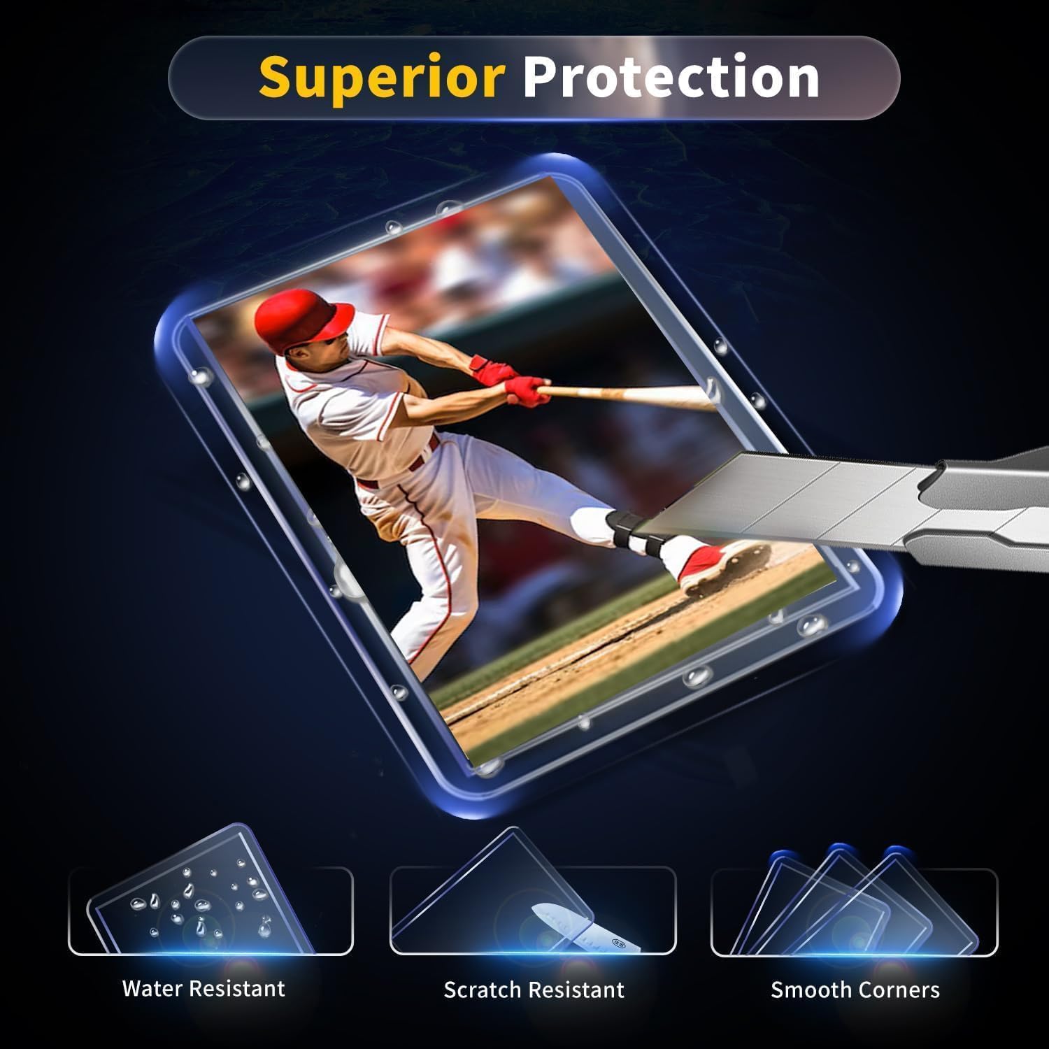 Detalle 2 de 200 Card Sleeves Hard Plastic Premium Baseball Card Sleeves (3" x 4"), 100 Hard + 100 Soft Sleeves