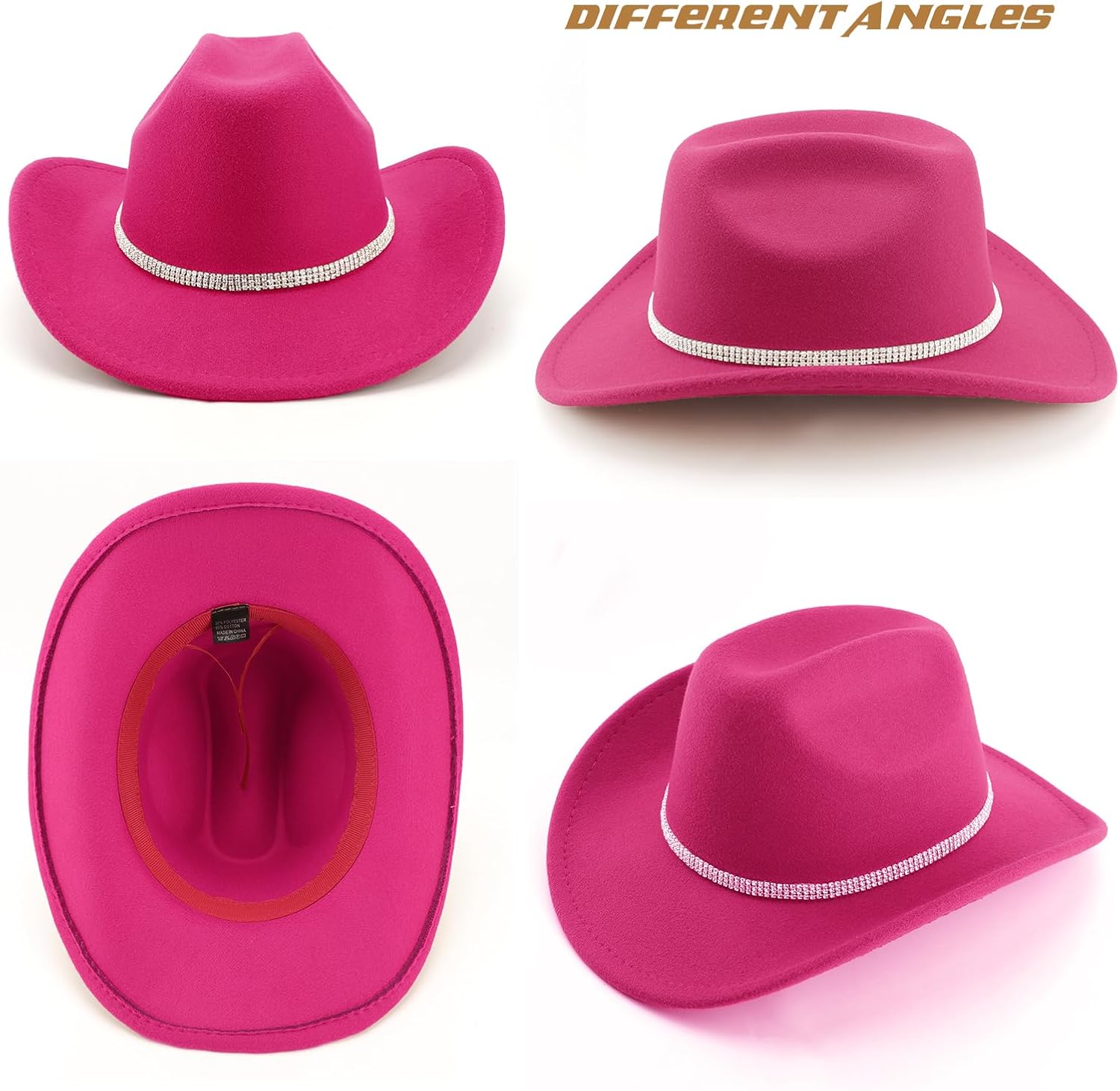 Thumbnail 4 de DRESHOW Fedora-Hut mit breiter Krempe für Damen – Retro-Style mit Strassband