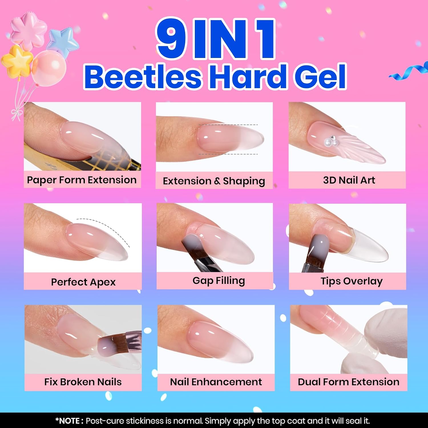 Detalle 2 de Beetles Builder Gel Nail Kit (Clear, Nude, Pink) — 9-in-1 hard gel for extensions & sculpting