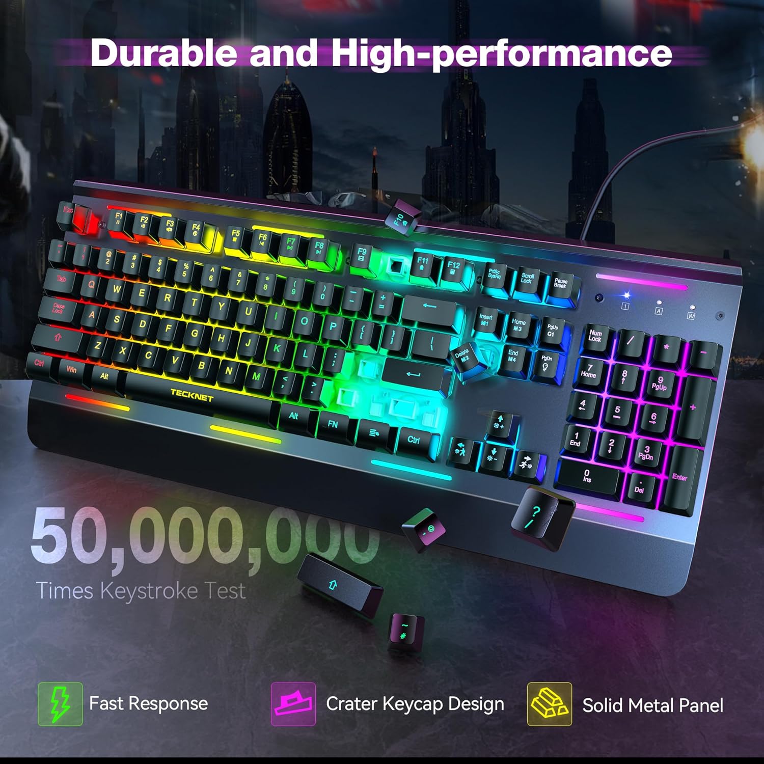 Detalle 2 de TECKNET Gaming Keyboard 15-zone RGB