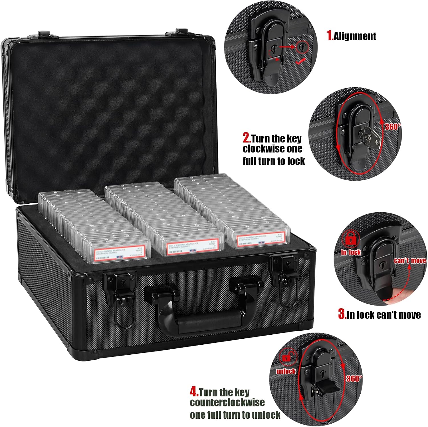OUUTMEE Graded Card Case - Aluminum Alloy Storage Box for 100 Card Slabs (PSA, CSG, BGS)