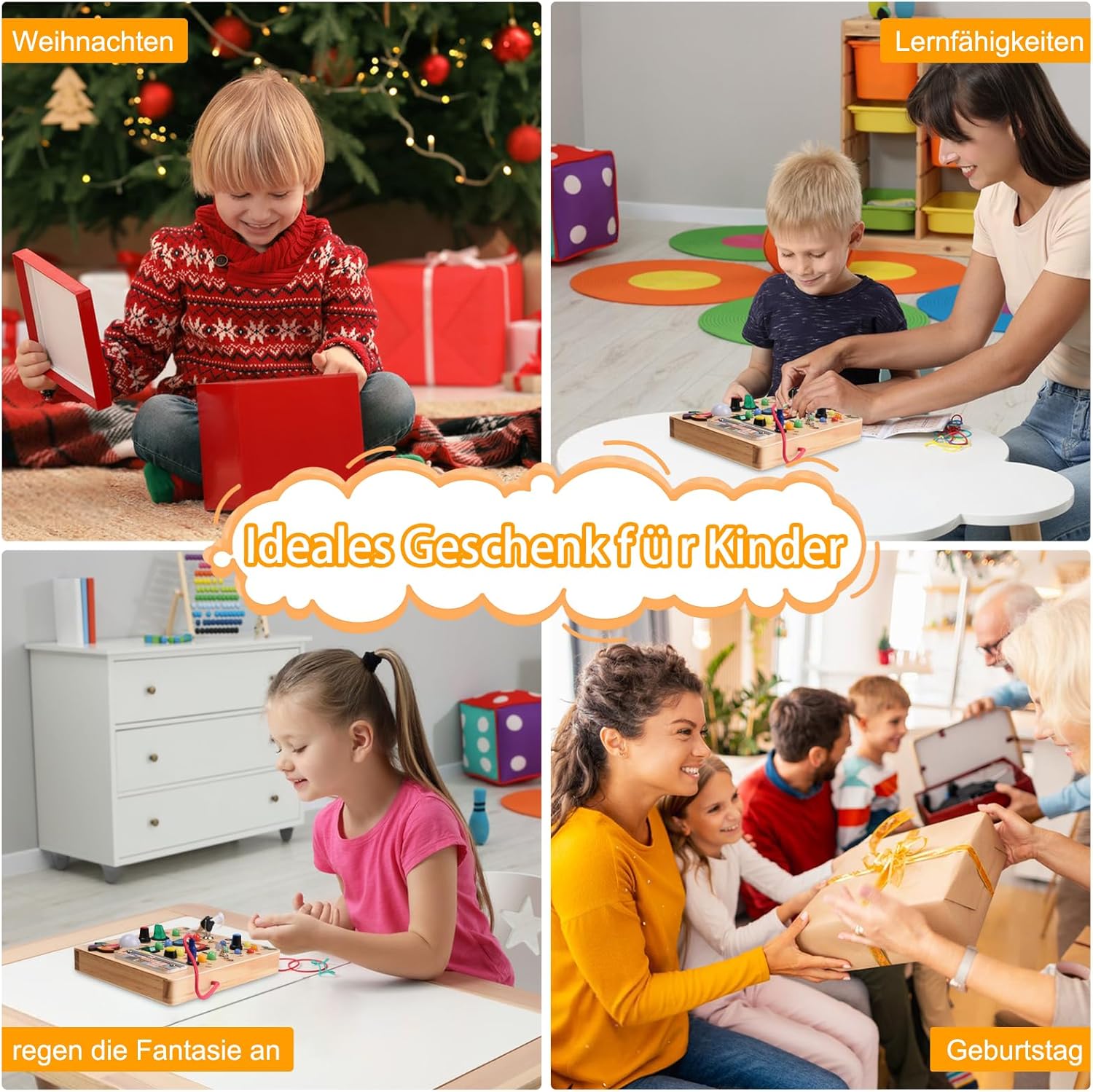 Thumbnail 6 de Nauotk Busy Board in Legno Montessori con 19 LED e 26 lettere
