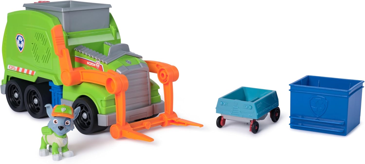 Detalle 2 de Camión de Reciclaje Patrulla Canina con Figura Rocky 🚛