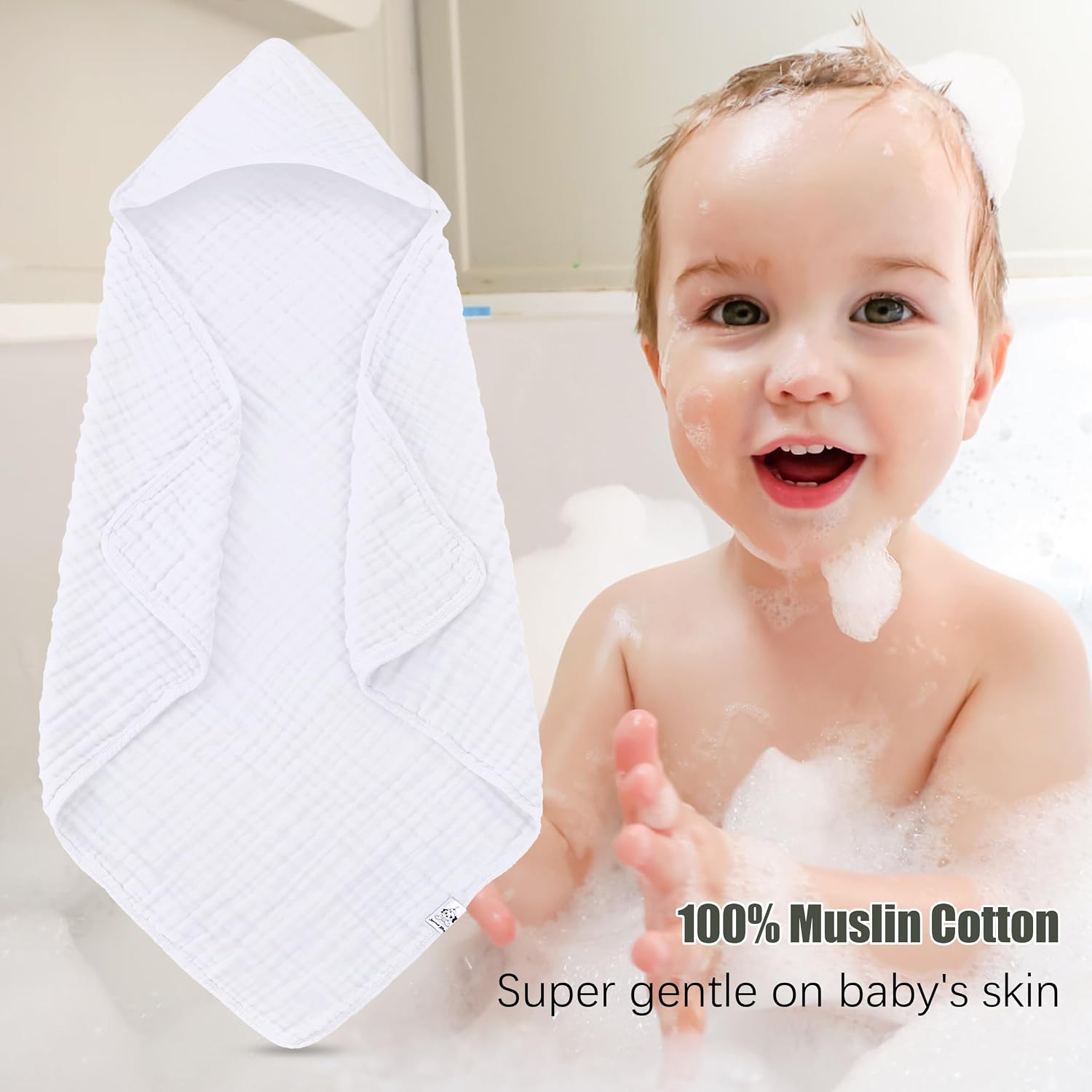 Detalle de Spotted Play Hooded Baby Towels, 32 x 32 Inches