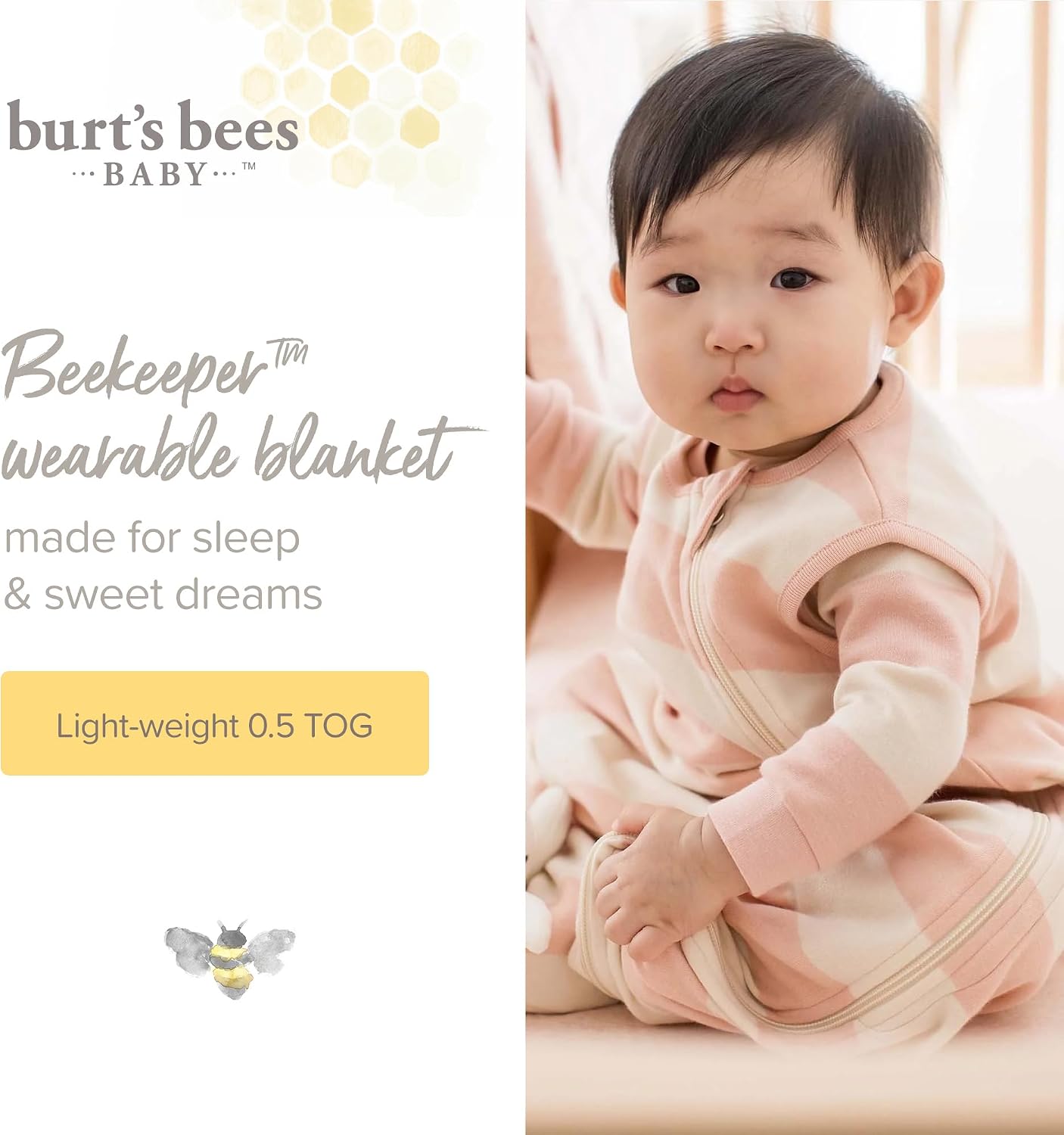 Thumbnail 1 de Burt's Bees Baby Unisex Newborn Essentials Beekeeper Wearable Blanket (100% Organic Cotton)