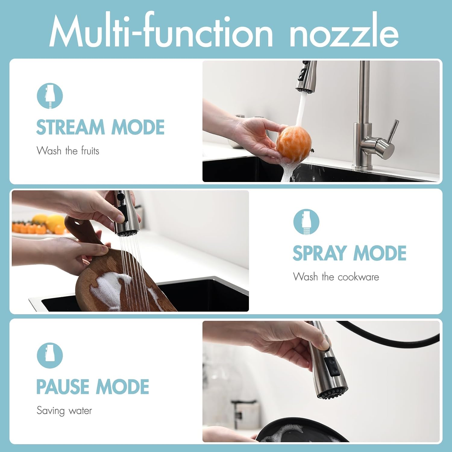 Detalle 2 de GIMILI Kitchen Faucet Pull Down Sprayer 14.5