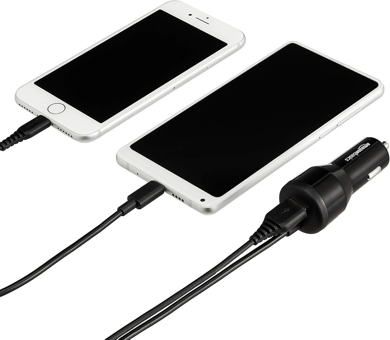 Detalle 2 de Amazon Basics USB-C (18W) with Power Delivery and USB-A (12W) Car Charger with Cable