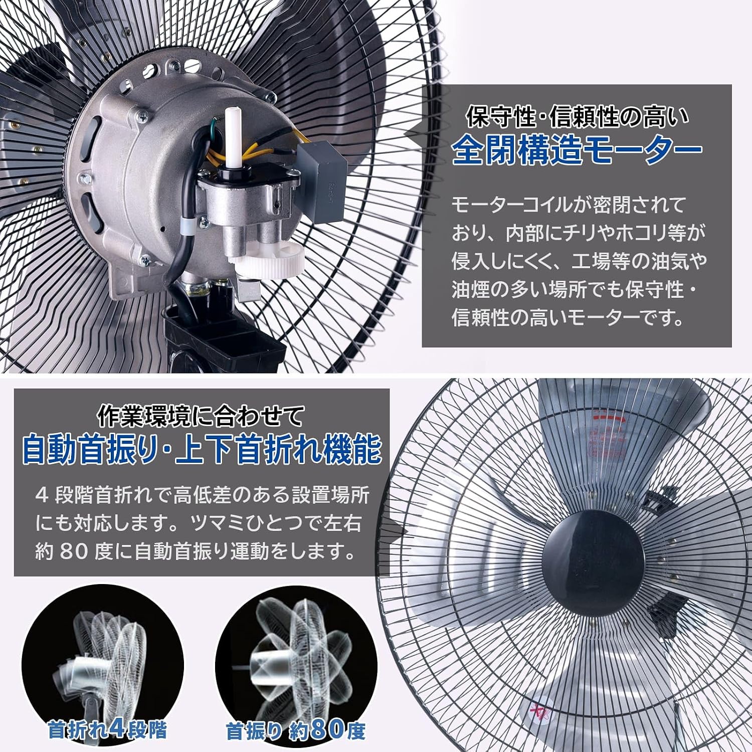 Detalle de 山善 HSE-Y45CA 業務用扇風機 45cmアルミ4枚羽根・全閉式モーター