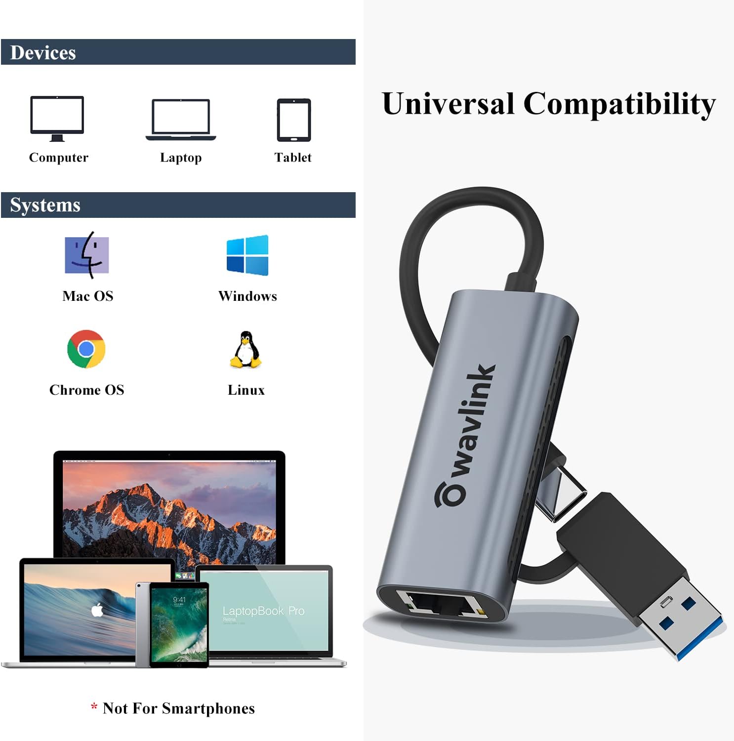 Thumbnail 6 de WAVLINK Adaptateur USB vers Ethernet 2,5G (2500Mbps) USB-C vers RJ45