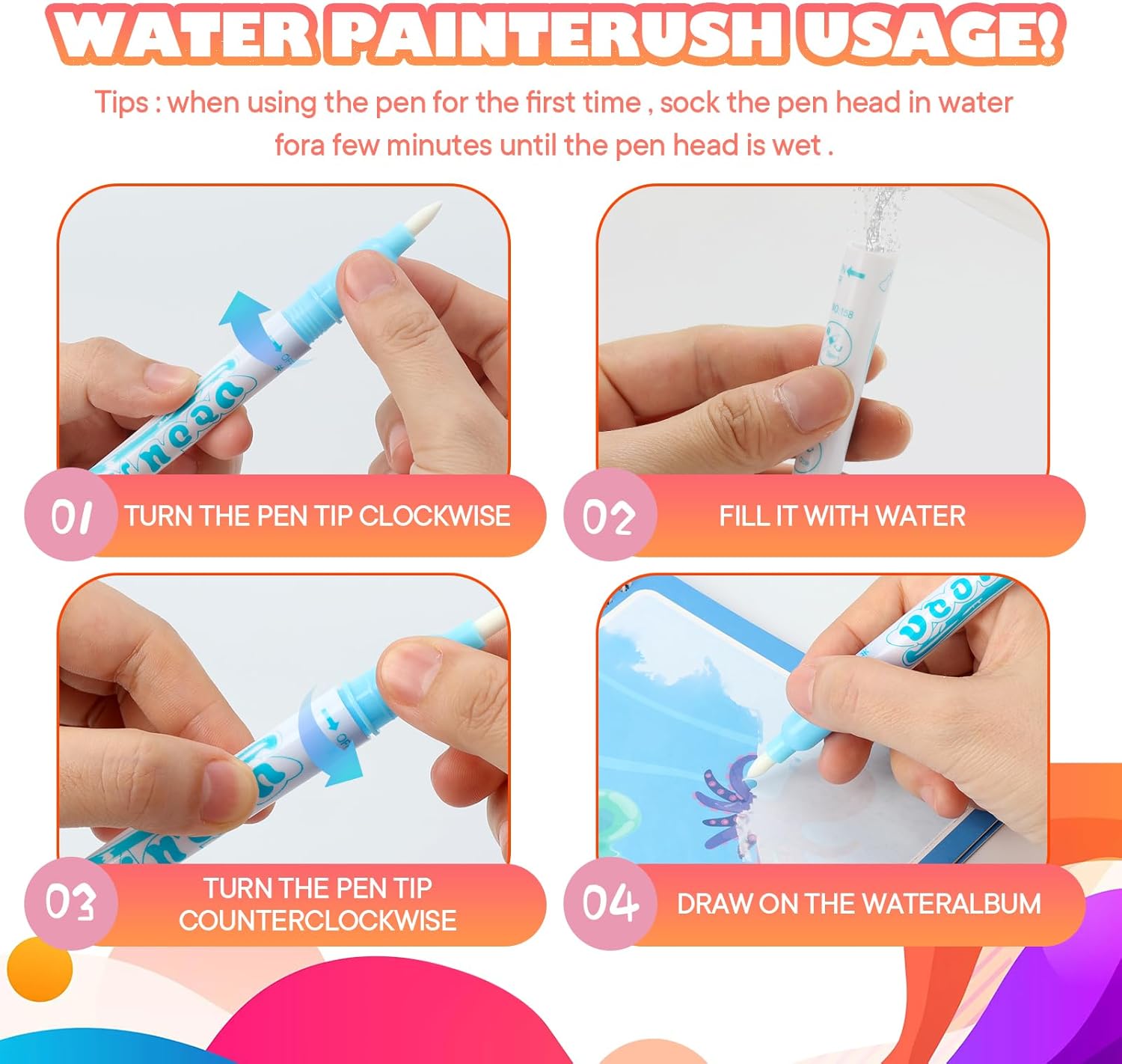 Thumbnail 1 de 5 Pack Reusable Water Colouring Books for Toddlers (Water Doodle / Paint with Water)