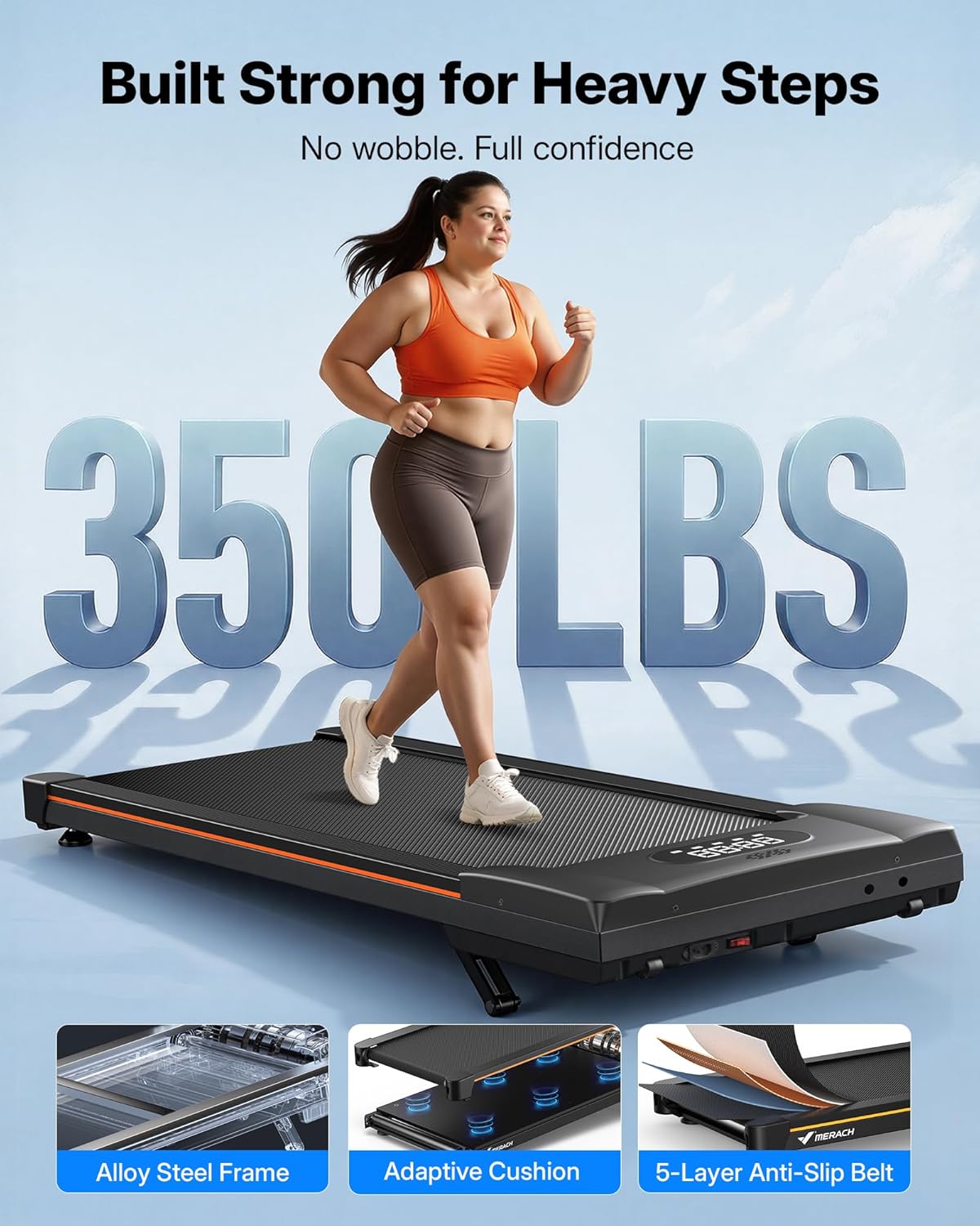 Thumbnail 2 de MERACH Heavy Duty Walking Pad Treadmill 400lbs Capacity