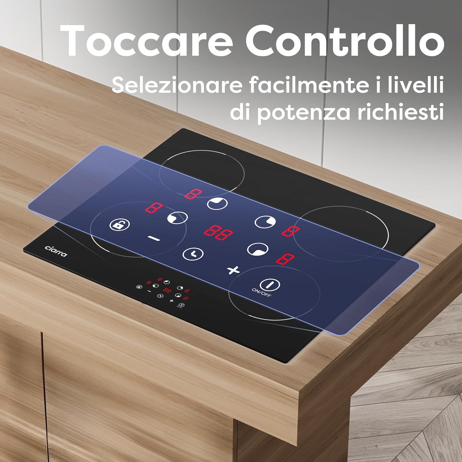 Detalle 2 de CIARRA Piano Cottura a Induzione 60 cm 4 Fuochi da Incasso 6000W