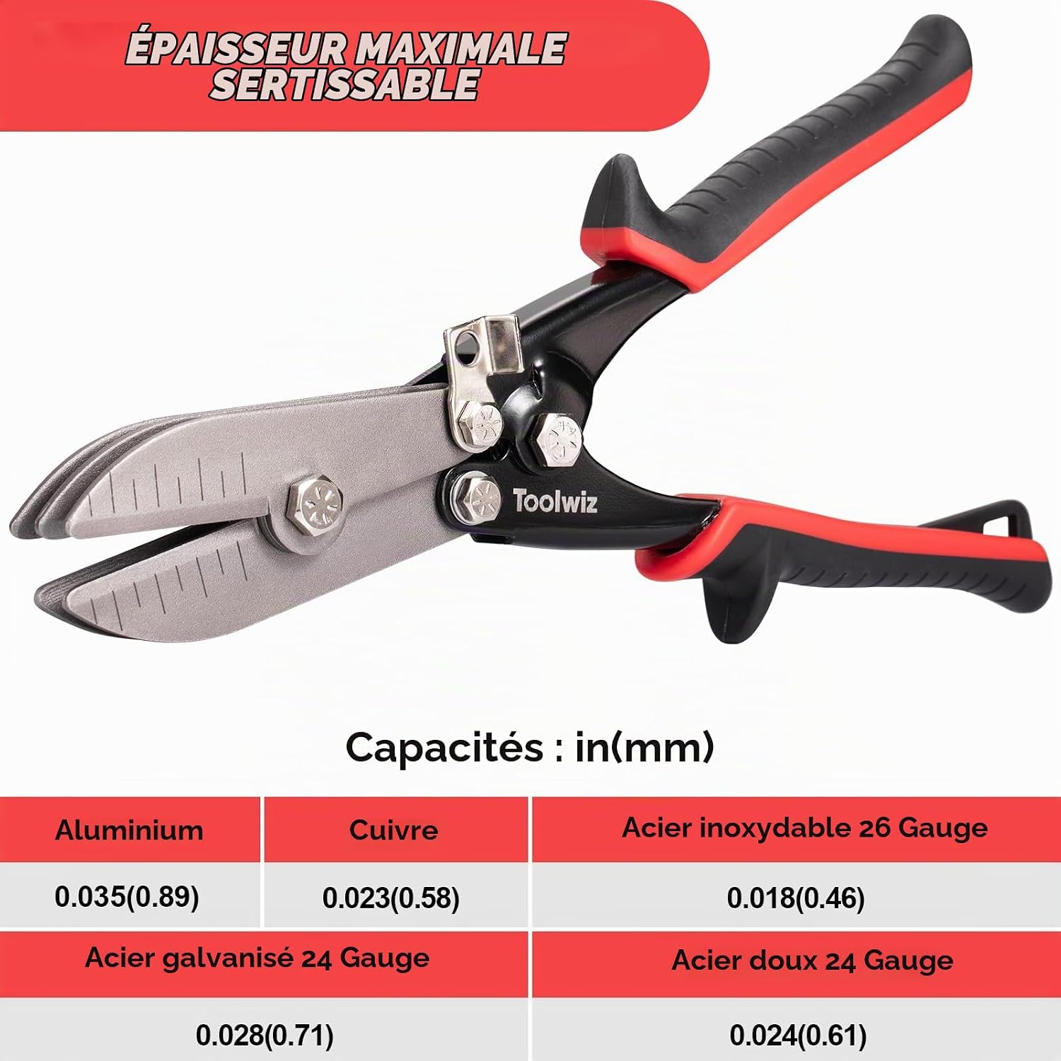 Detalle 1 de Toolwiz TMC4065 krimptang met 5 messen voor plaatwerk van 24-26 gauge