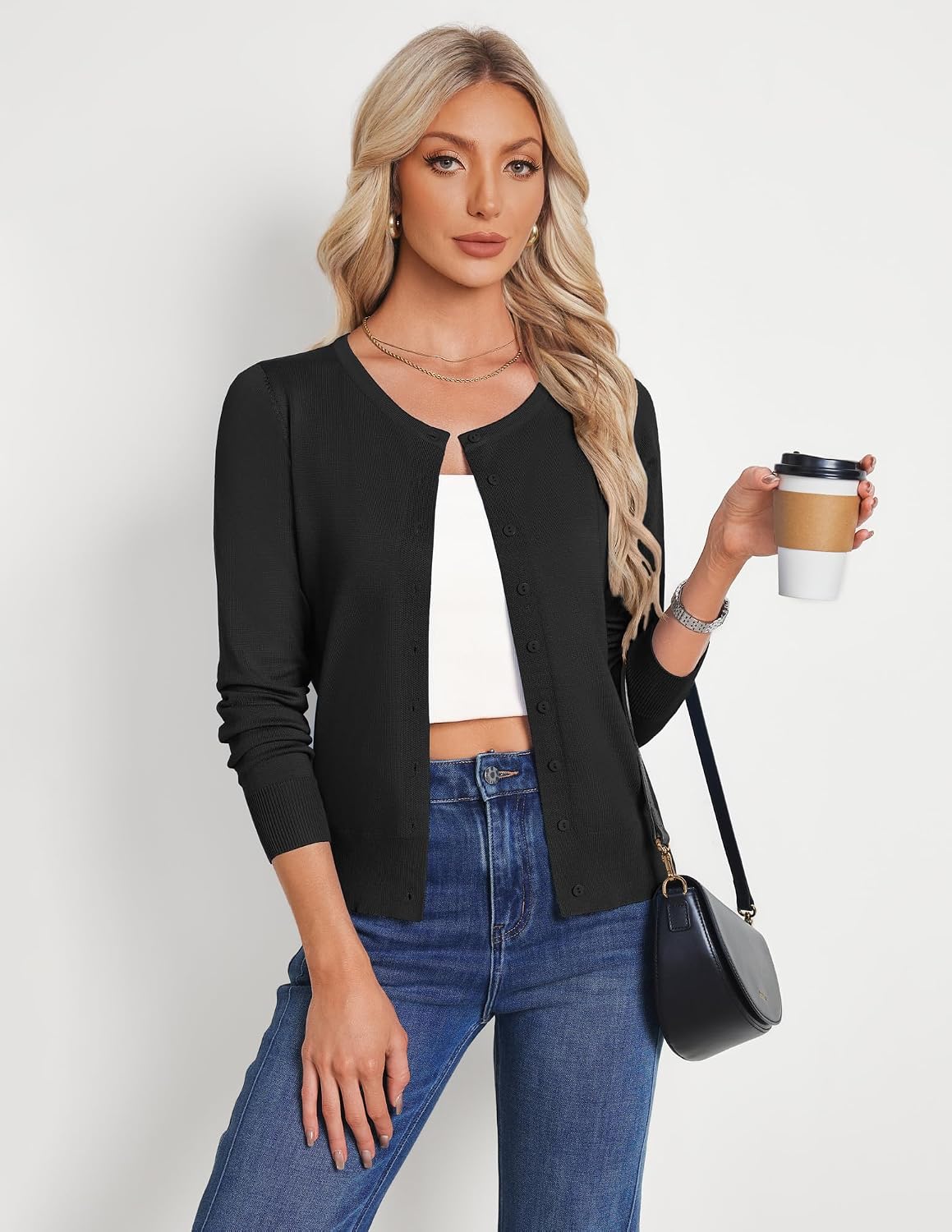 Detalle 2 de GRACE KARIN Women's Button-Down Cardigan, Lightweight Knit, Long Sleeves