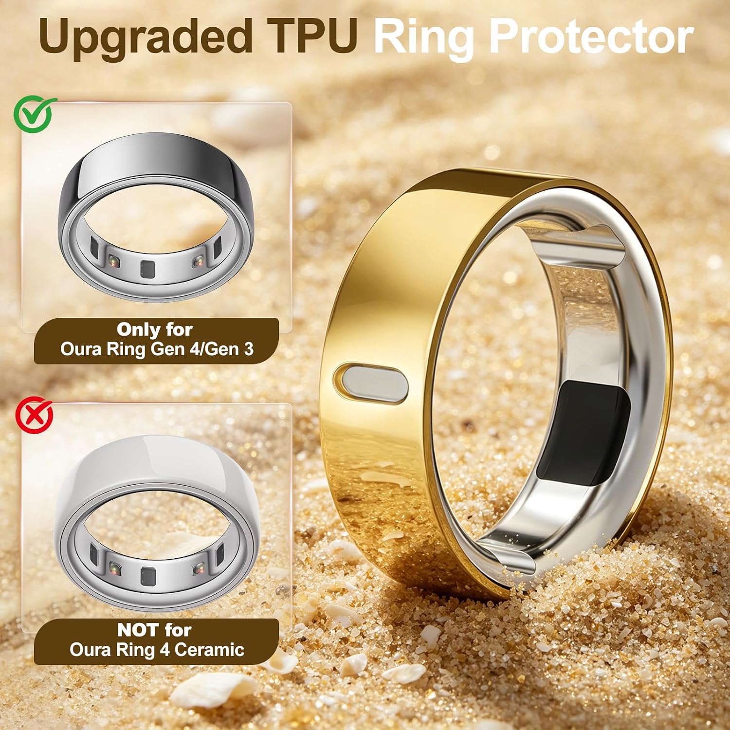 Detalle de Hexasider 5 Pack Upgraded Ring Covers for Oura Ring Gen 3/Gen 4 (Size 10) – TPU Anti-Scratch Protectors