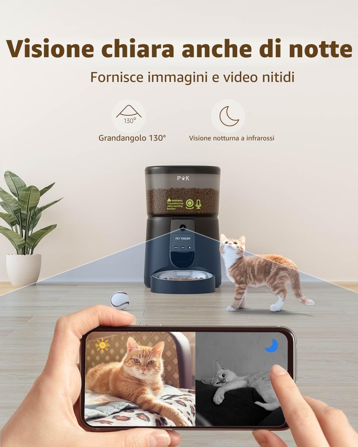 Thumbnail 2 de PUPPY KITTY Distributore Automatico Cibo Gatti con Telecamera 1080P – Controllo da App e Video 2.4G WiFi