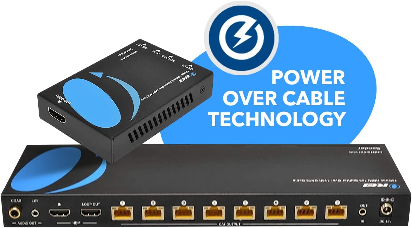 Thumbnail 1 de OREI 4K 1x8 HDMI Extender Splitter (Cat6/7), 4K@60Hz, HDCP 2.2 with IR Remote & EDID Management