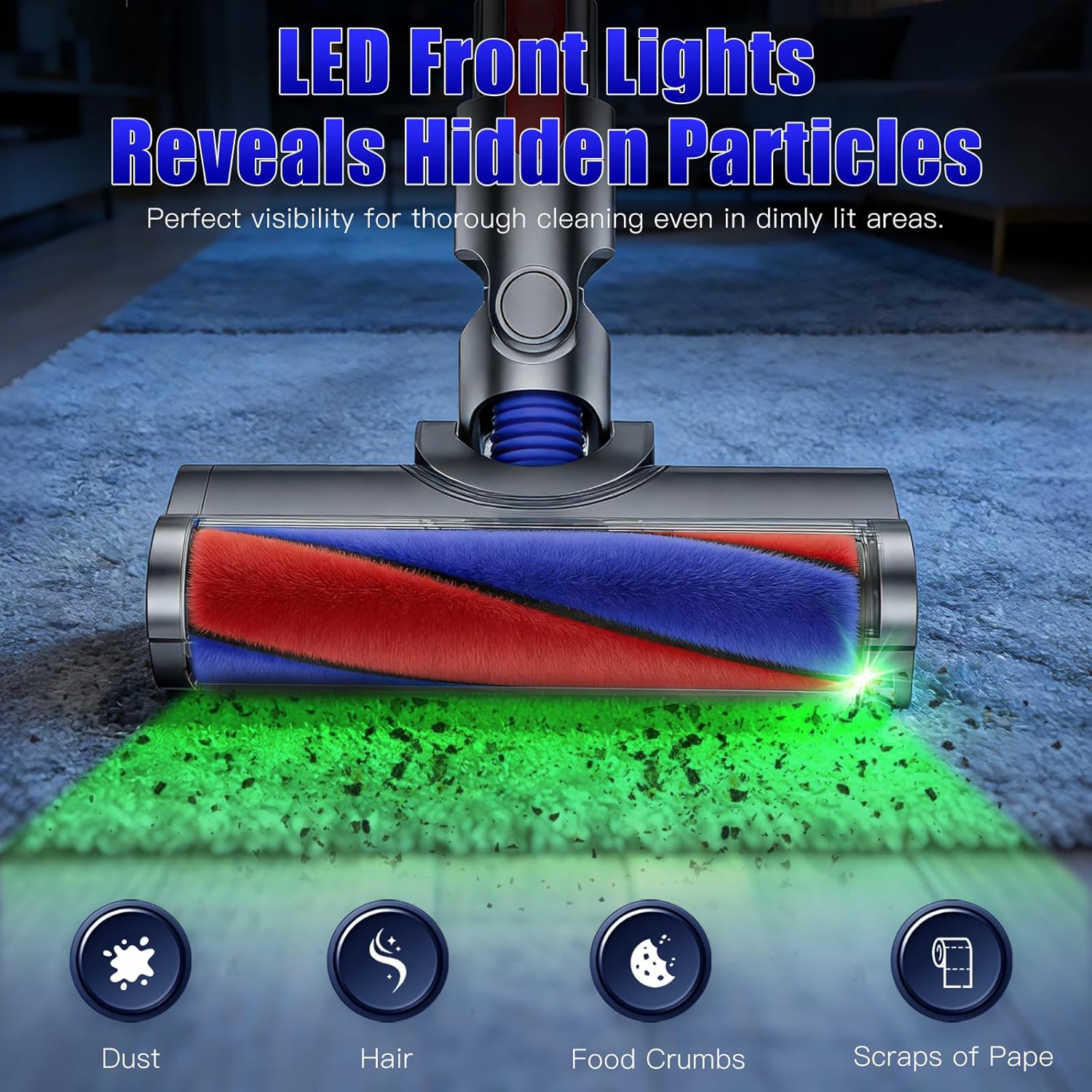 Thumbnail 2 de Testa spazzola di ricambio con rullo morbido e LED per Dyson V7, V8, V10, V11, V15 (ugello elettrico) – Viola