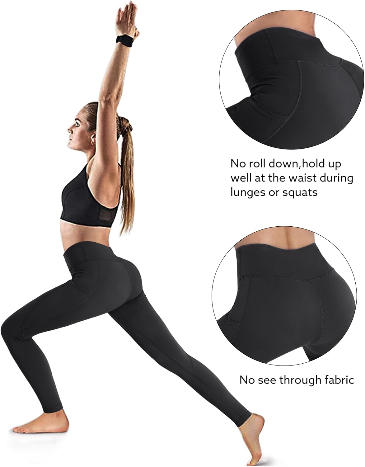 Detalle 2 de OUGES Womens High Waist Yoga Pants with Pockets leggings